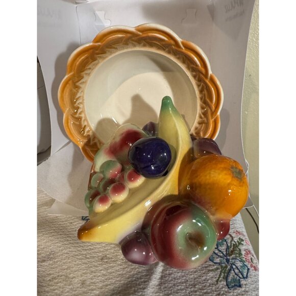 Vintage Ceramic Lidded Fruit Bowl Centerpiece By Van Nuys Calif USA MCM - Picture 7 of 8